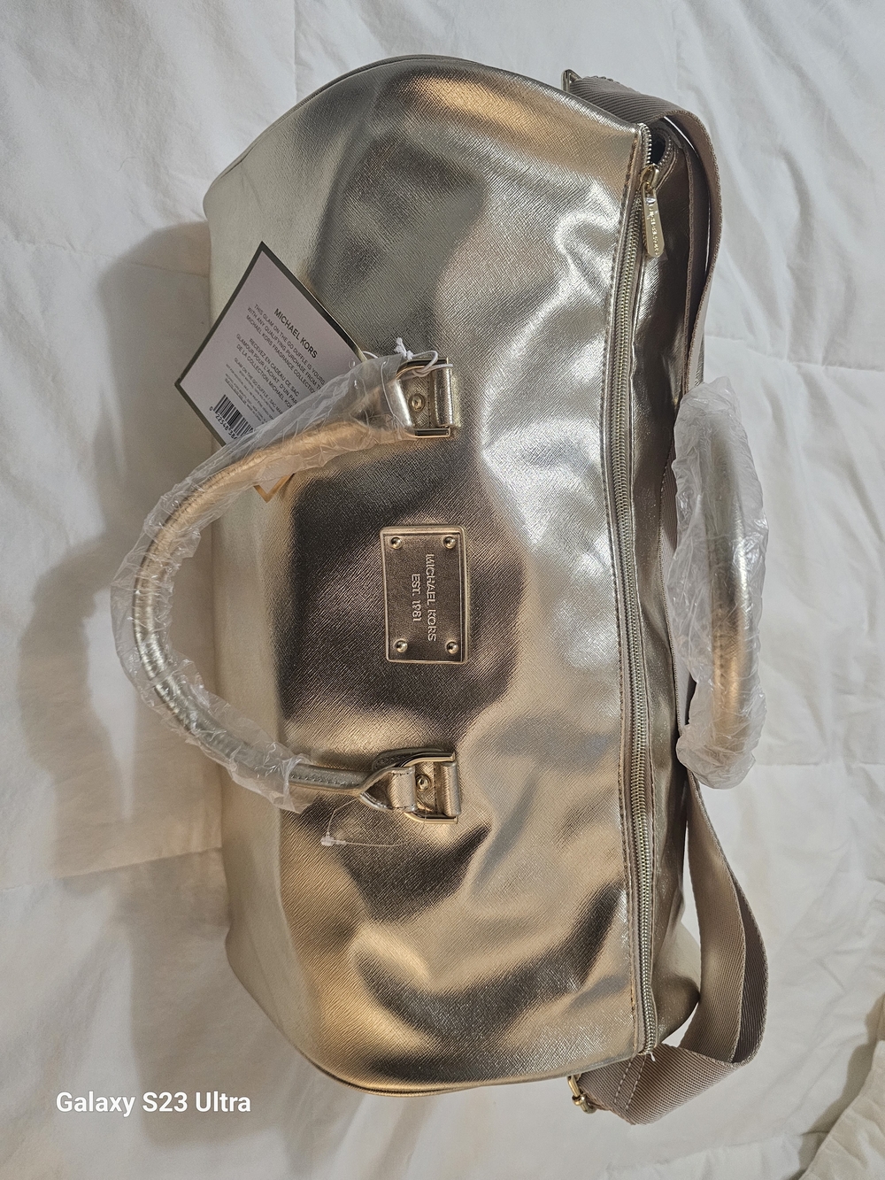 Michael Kors Metallic Gold Travel Duffel Bag